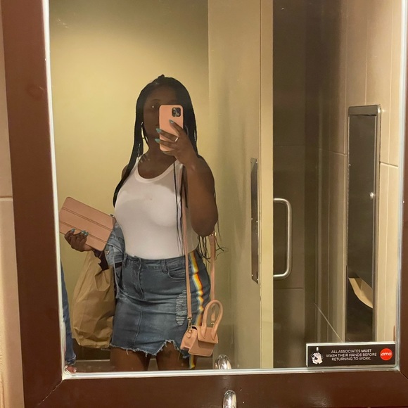 Rainbow Stripe Denim Mini Skirt - Picture 6 of 6